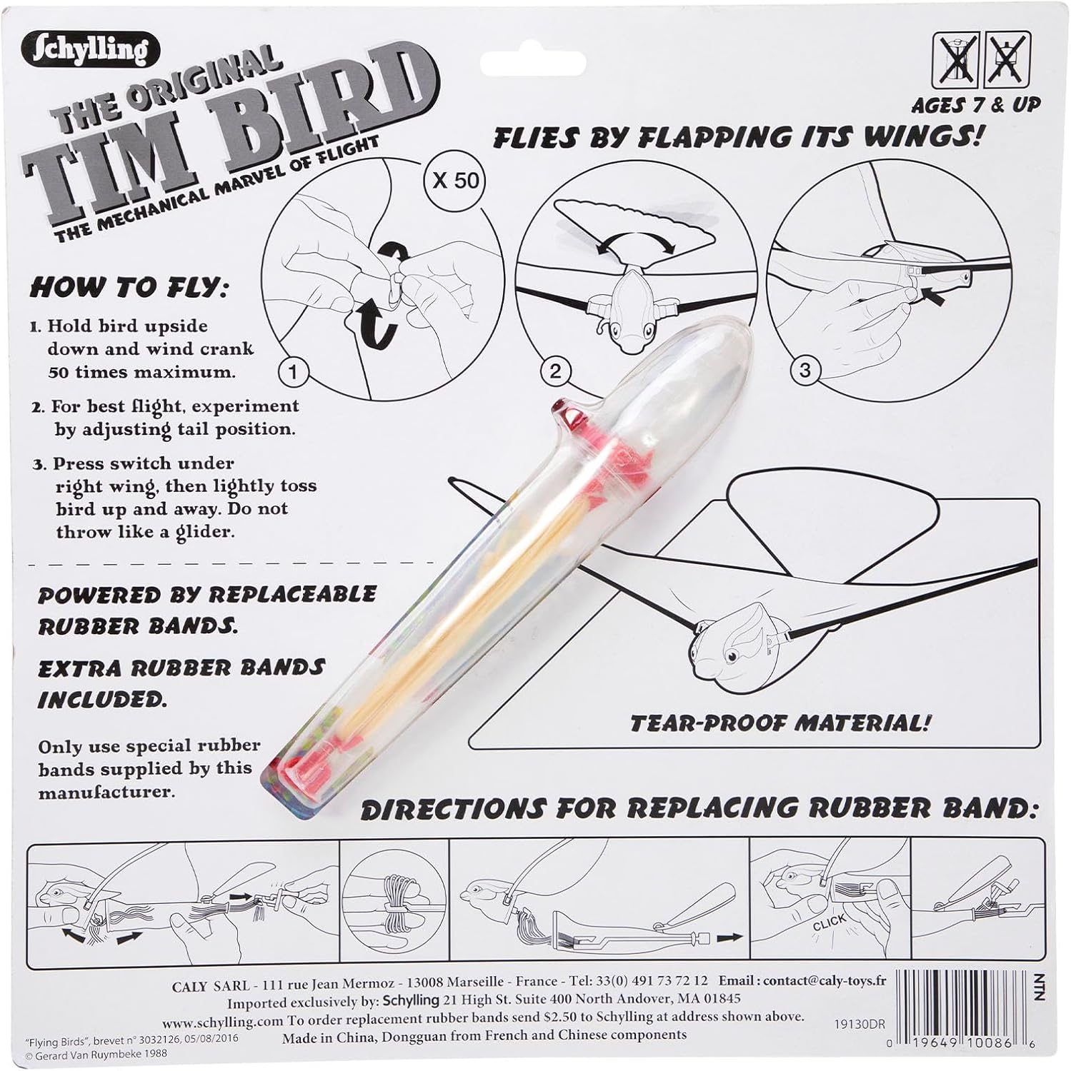 Schylling Tim Bird Flying Toy - Rubberband-Powered Mechanical Bird that Really Flies - Wings Flap and Flies 50 Feet - Ages 7 and Up - Image 6